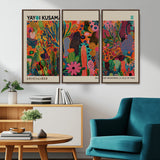 40791-MGV-CV-36X24-Kusama Inspired Wall Art – Vibrant Abstract Floral Jungle Canvas Print, Bold Pop Art Botanical Decor for Living Room, Bedroom, or