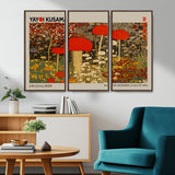 38013-MGV-CV-36X24-Yayoi Kusama Inspired Mushroom Garden Wall Art – Whimsical Botanical Canvas Print, Surreal Nature Poster, Fantasy Floral Artwork
