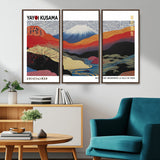 14839-MGV-CV-36X24-Yayoi Kusama Wall Art – Panoramic Mountain & River Canvas Print, Modern Abstract Japanese Landscape Decor for Living Room or