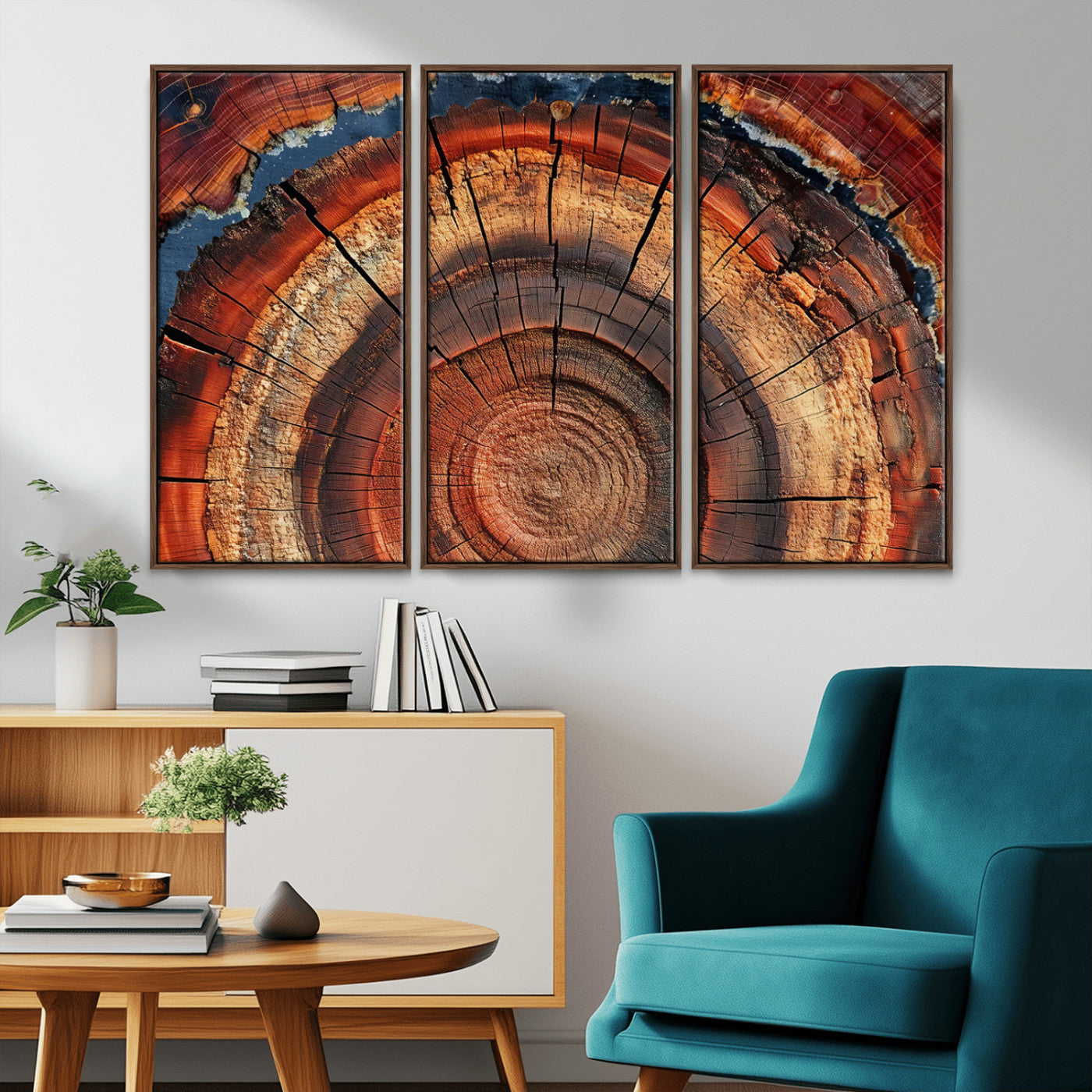 28555-MGV-CV-36X24-Tree Ring Wall Art – Rustic Wood Grain Canvas Print, Natural Texture Abstract Artwork Poster for Living Room, Bedroom, Office,