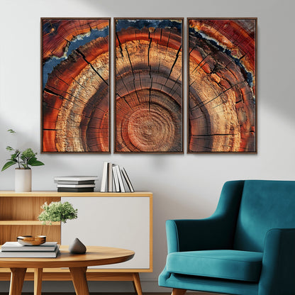 28555-MGV-CV-36X24-Tree Ring Wall Art – Rustic Wood Grain Canvas Print, Natural Texture Abstract Artwork Poster for Living Room, Bedroom, Office,