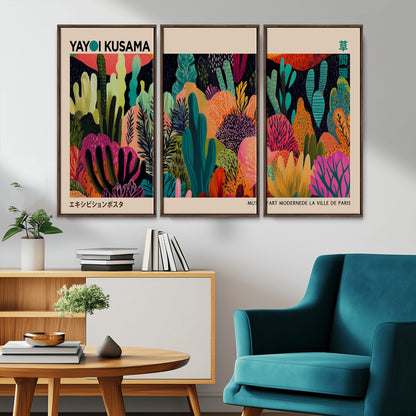 45711-MGV-CV-36X24-Yayoi Kusama Wall Art Canvas Print, Framed Abstract Yayoi Kusama Art Picture Print, Japanese Wabi Sabi Perfect Modern Abstract