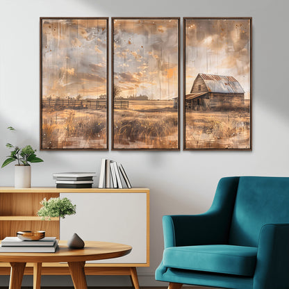 FARM2-MGV-CV-36X24-Rustic Farmhouse Wall Art Canvas Print, Framed Old Barn Art Picture Print, Southwestern Farmhouse Perfect Rustic Decor Artwork