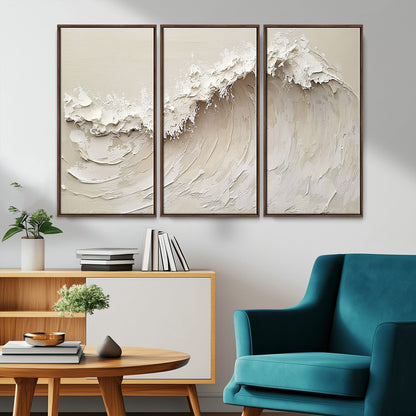 45175-MGV-CV-36X24-Textured Wave Wall Art Canvas Print, Framed Minimal Seascape Art Picture Print, Elegant Wave Perfect Modern Coastal Decor Artwork
