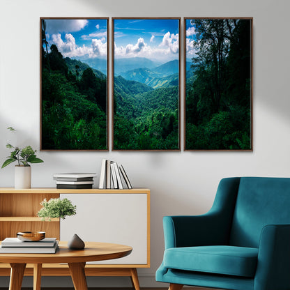 74439378-MGV-CV-36X24-Tropical Jungle Wall Art Canvas Print, Framed Lush Valley Art Picture Print, Forest Mountains Perfect Tropical Wilderness Decor