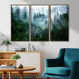 17393683-MGV-CV-36X24-Misty Forest Art Wall Art Canvas Print, Framed Foggy Mountain Art Art Picture Print, Scenic Wall Print Perfect Decor Artwork