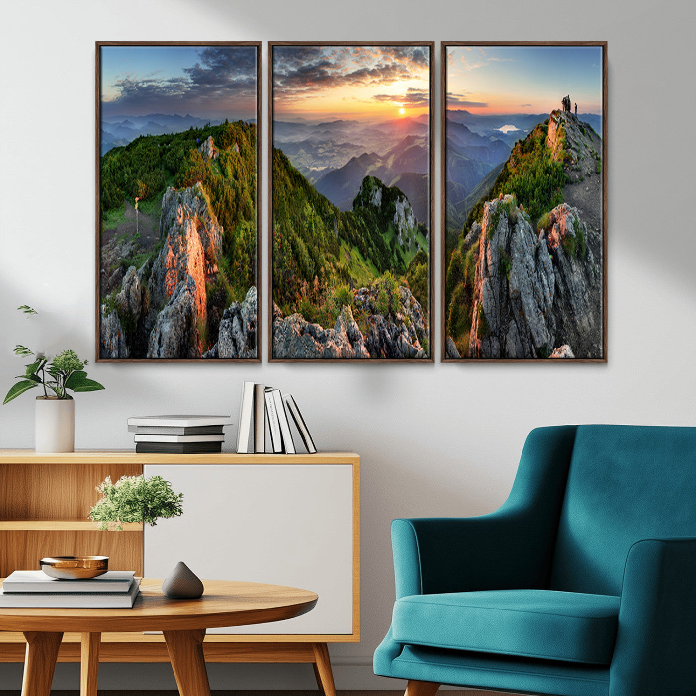 51582565-MGV-CV-36X24-Mountain Sunrise Panorama Wall Art – Scenic Landscape Canvas Print, Hiking Adventure Nature Photography, Large Mountain Range Wall
