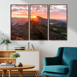 50957419-MGV-CV-36X24-Mountain Sunrise Wall Art Canvas Print, Framed Alpine Ridge Art Picture Print, Mountain Range Perfect Vibrant Rustic Decor Artwork