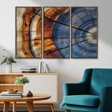 96890915-MGV-CV-36X24-Abstract Tree Ring Wall Art – Rustic Nature Canvas Print with Wood Grain Texture, Modern Earth Tone Artwork for Office, Living