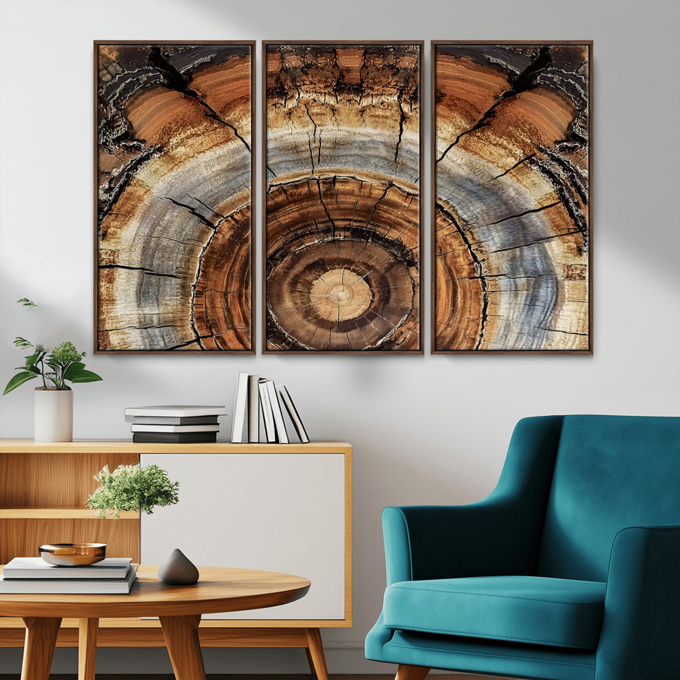15184146-MGV-CV-36X24-Tree Rings Wall Art Canvas Print, Framed Wood Texture Art Picture Print, Rustic Pattern Perfect Rustic Organic Decor Artwork