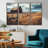 69356982-MGV-CV-36X24-Old Barn Wall Art Canvas Print, Framed Rustic Fence Art Picture Print, Wooden Farmhouse Perfect Rustic Farmhouse Decor Artwork