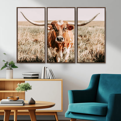54986862-MGV-CV-36X24-Majestic Longhorn Wall Art – Canvas Print of Graceful Strength & Bold Spirit, Wild Plains Beauty Nature Inspired Rustic Decor for
