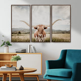 80054319-MGV-CV-36X24-Longhorn Wall Art – Rustic Western Canvas Print, Majestic Bull Artwork for Farmhouse, Ranch or Living Room