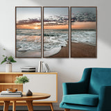 40632752-MGV-CV-36X24-Ocean Sunset Wall Art Canvas Print, Framed Beach Waves Art Picture Print, Coastal Scene Perfect Coastal Decor Artwork