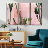 93119502-MGV-CV-36X24-Tall Cactus Wall Art Canvas Print, Framed Pink Wall Art Picture Print, Cactus Lines Perfect Modern Desert Decor Artwork