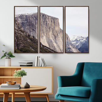 74506434-MGV-CV-36X24-El Capitan Wall Art Canvas Print, Framed Yosemite Cliff Art Picture Print, Sierra Nevada Perfect Sierra Minimalism Decor Artwork