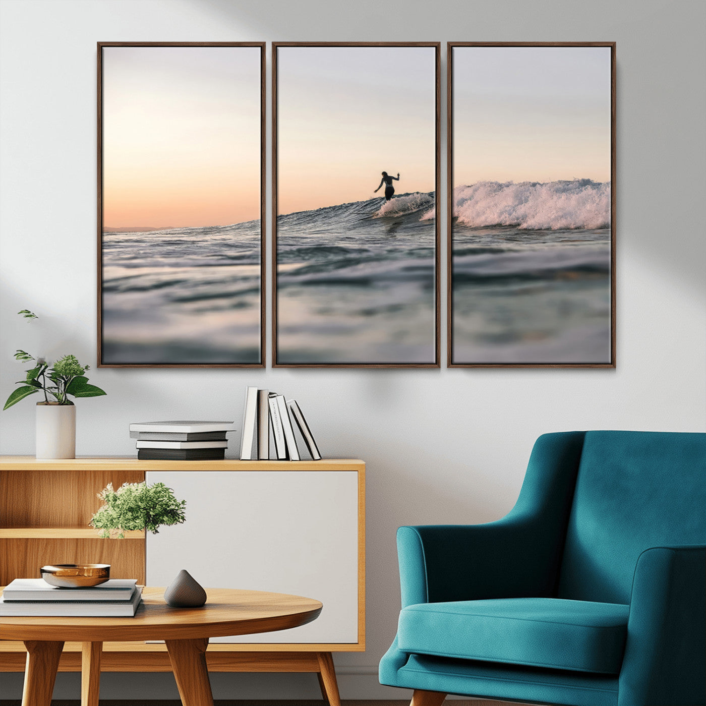 58502923-MGV-CV-36X24-Wave Rider Wall Art Canvas Print, Framed Ocean Wave Art Picture Print, Riding Surf Perfect Sunset Surf Decor Artwork