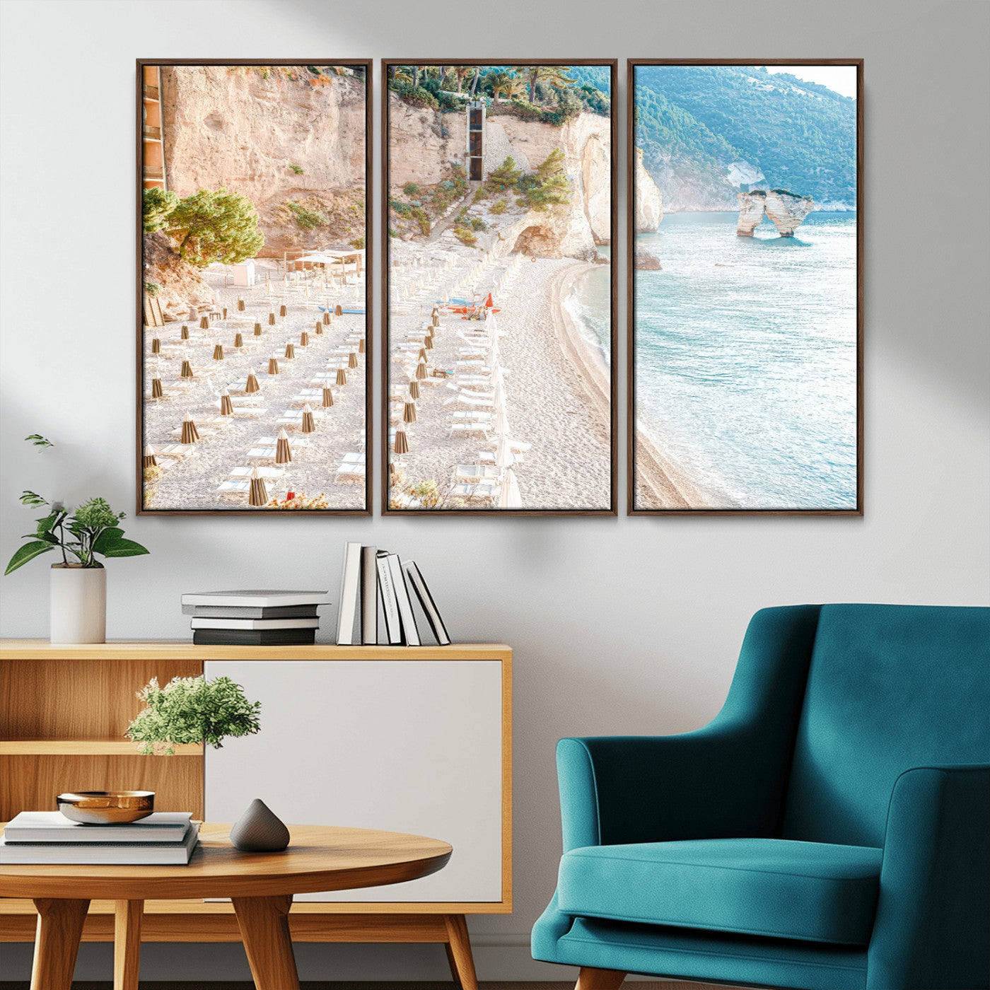 84816639-MGV-CV-36X24-Mediterranean Beach Wall Art Canvas Print, Framed Airy Coastal Art Picture Print, Summer Shore Perfect Coastal Retreat Decor