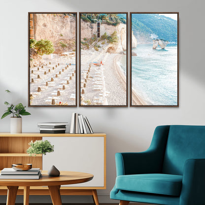 84816639-MGV-CV-36X24-Mediterranean Beach Wall Art Canvas Print, Framed Airy Coastal Art Picture Print, Summer Shore Perfect Coastal Retreat Decor