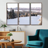 79857868-MGV-CV-36X24-Snowy Mountain Wall Art Canvas Print, Framed Ski Slope Art Picture Print, Winter Forest Perfect Modern Rustic Decor Artwork