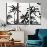 46641801-MGV-CV-36X24-Palm Tree Wall Art Canvas Print, Framed Black White Tropics Art Picture Print, Monochrome Palms Perfect Modern Tropical Minimalist