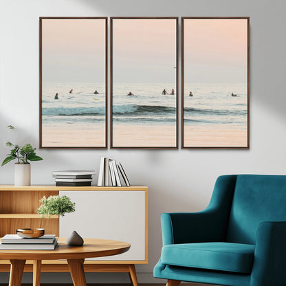 98888919-MGV-CV-36X24-Pastel Ocean Wall Art Canvas Print, Framed Soft Sunset Swimming Art Picture Print, Calm Sea Horizon Perfect Soft Coastal