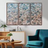 26580287-MGV-CV-36X24-Clear Water Wall Art Canvas Print, Framed Sunlit Ripples Art Picture Print, Ocean Texture Perfect Modern Coastal Decor Artwork
