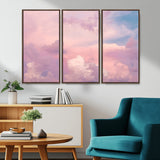 22874890-MGV-CV-36X24-Pastel Sky Wall Art Canvas Print, Framed Dreamy Cloudscape Art Picture Print, Sunset Glow Perfect Minimalist Serenity Decor