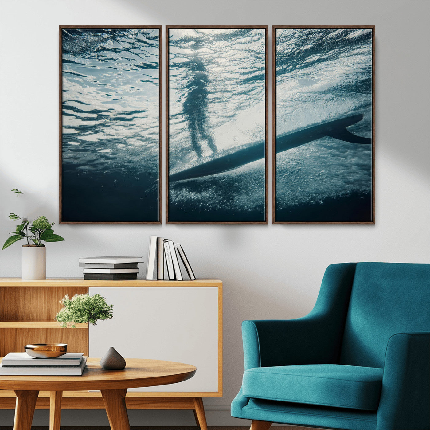 71192524-MGV-CV-36X24-Submerged Surf Wall Art Canvas Print, Framed Underwater Perspective Art Picture Print, Ocean Surf Perfect Coastal Adventure Decor