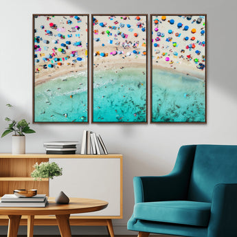 76172085-MGV-CV-36X24-Tropical Shoreline Wall Art Canvas Print, Framed Beach Relaxing Art Picture Print, Aerial Summer Perfect Coastal Vibrant Decor