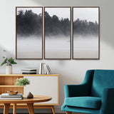 59703275-MGV-CV-36X24-Surfer in Fog Wall Art Canvas Print, Framed Foggy Beach Art Picture Print, Coastal Surf Perfect Moody Coastal Decor Artwork