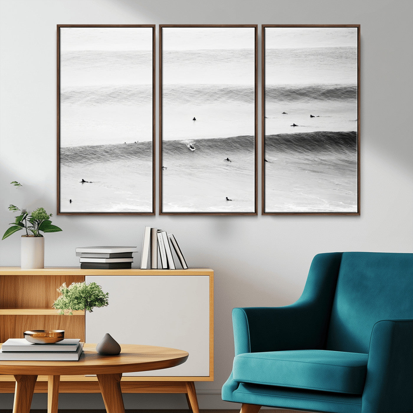 54291445-MGV-CV-36X24-Black White Ocean Wall Art Canvas Print, Framed Coastal Sport Art Picture Print, Ocean Culture Perfect Minimalist Coastal Decor
