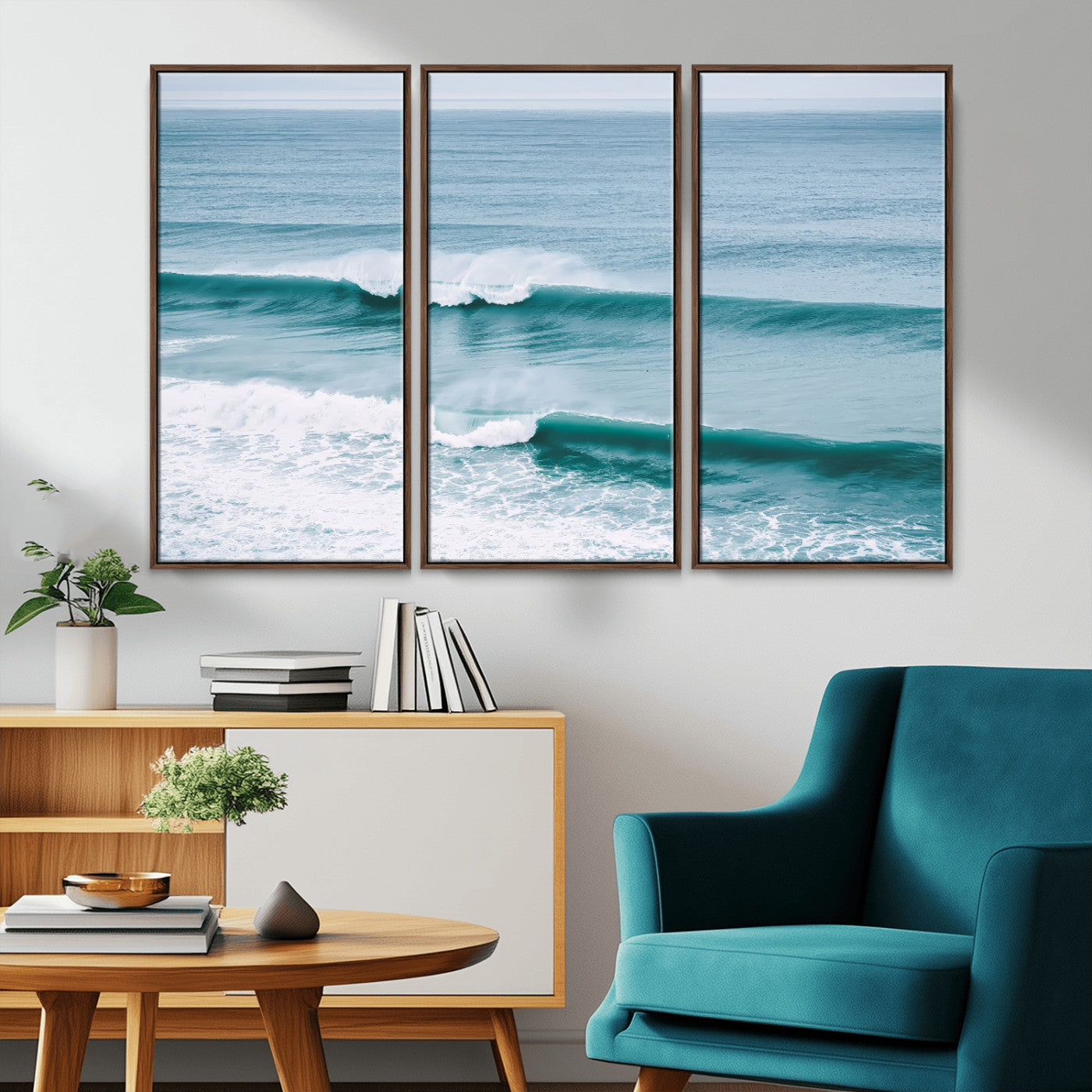 73692470-MGV-CV-36X24-Ocean Swell Wall Art Canvas Print, Framed Surf Waves Art Picture Print, Blue Water Perfect Coastal Dynamic Decor Artwork