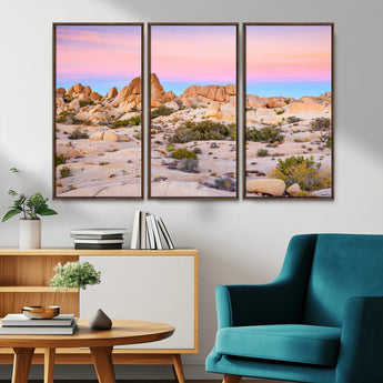 96167137-MGV-CV-36X24-Vibrant Sunset Sky Wall Art Canvas Print, Framed Joshua Tree Art Picture Print, Rugged Terrain Perfect Southwestern Boho Decor