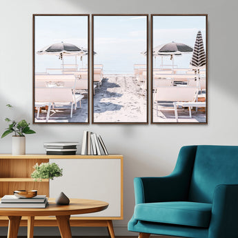 67623952-MGV-CV-36X24-Minimalist Beach Wall Art Canvas Print, Framed Pastel Sand Art Picture Print, Beach Aesthetic Perfect Coastal Minimalist Decor