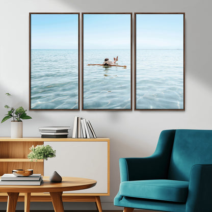32624554-MGV-CV-36X24-Swimming Relaxation Wall Art Canvas Print, Framed Peaceful Water Art Picture Print, Clear Sea Perfect Minimalist Aquatic Decor
