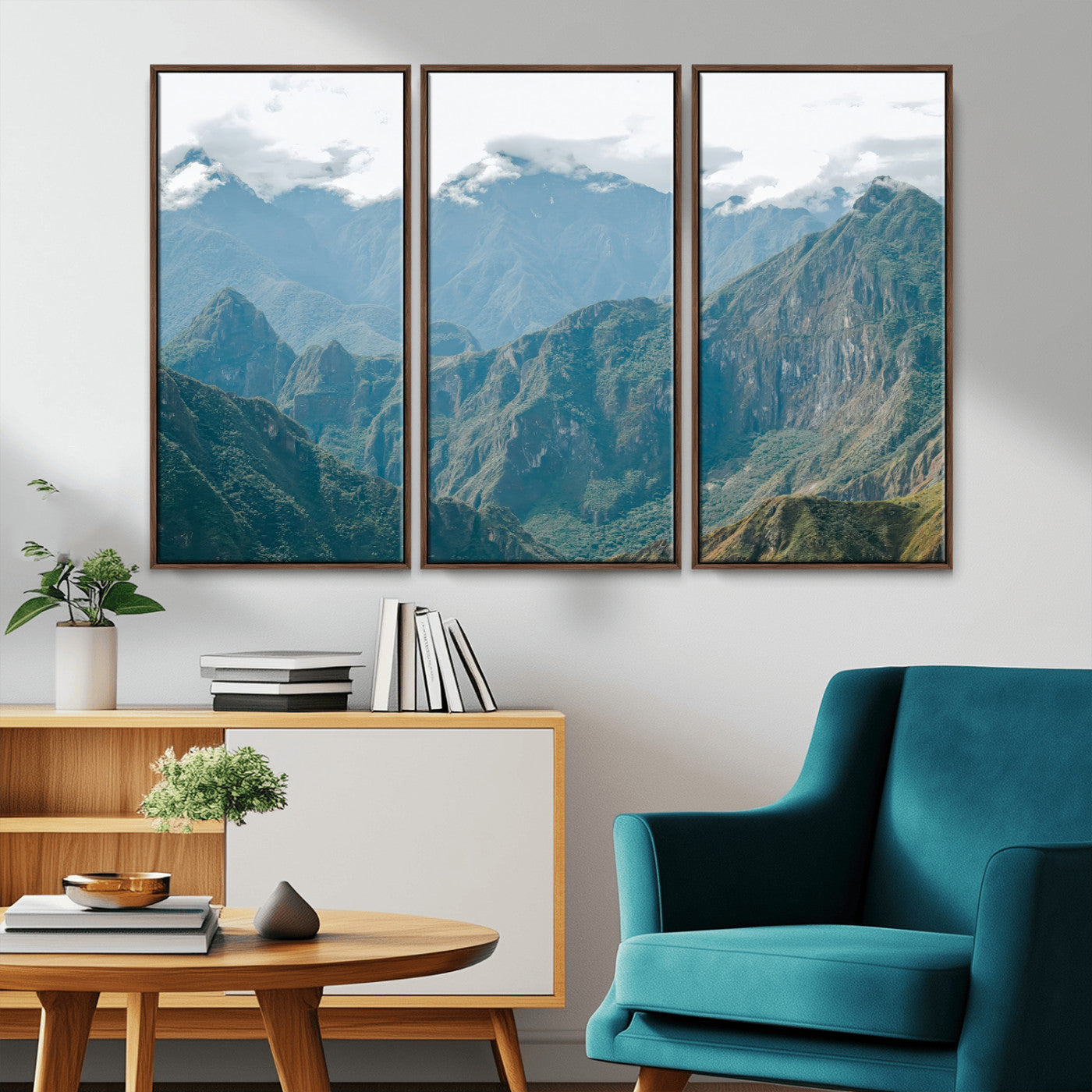 79393816-MGV-CV-36X24-Misty Mountain Wall Art Canvas Print, Framed Cloudy Andean Art Picture Print, Rugged Mountain Perfect Rustic Nature Decor Artwork