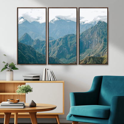 79393816-MGV-CV-36X24-Misty Mountain Wall Art Canvas Print, Framed Cloudy Andean Art Picture Print, Rugged Mountain Perfect Rustic Nature Decor Artwork