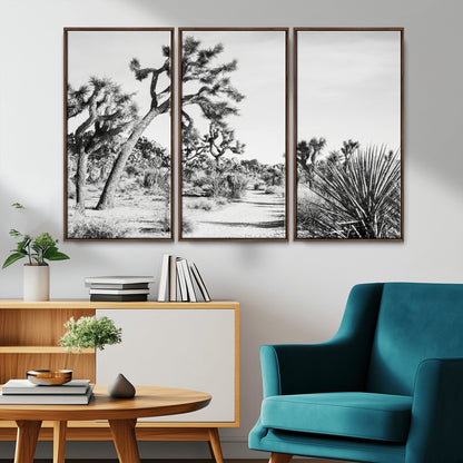 88164251-MGV-CV-36X24-Joshua Tree Wall Art Canvas Print, Framed Desert Path Art Picture Print, Monochrome Desert Perfect Minimalist Desert Decor Artwork