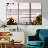 23287092-MGV-CV-36X24-Ocean Surfer Wall Art Canvas Print, Framed Coastal Surf Art Picture Print, Tropical Beach Perfect Tropical Coastal Decor Artwork