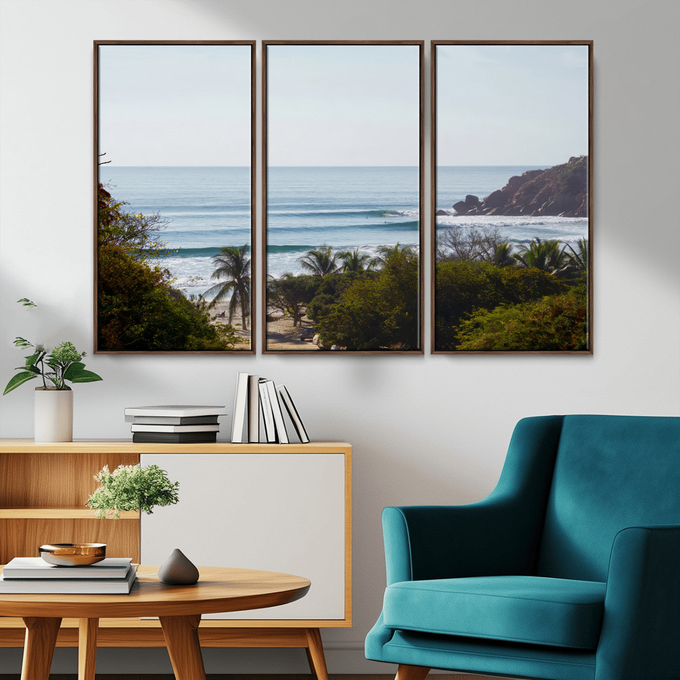 88336640-MGV-CV-36X24-Tropical Beach Scene Wall Art Canvas Print, Framed Coastal Photography Art Picture Print, Ocean Horizon Art Perfect Coastal Boho
