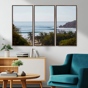 88336640-MGV-CV-36X24-Tropical Beach Scene Wall Art Canvas Print, Framed Coastal Photography Art Picture Print, Ocean Horizon Art Perfect Coastal Boho