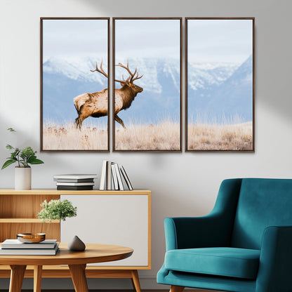 96024025-MGV-CV-36X24-Elk Photography Wall Art Canvas Print, Framed Mountain Wildlife Art Picture Print, Rustic Lodge Decor Perfect Rustic Lodge Decor