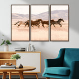 83644685-MGV-CV-36X24-Wild Horse Art Wall Art Canvas Print, Framed Rustic Western Art Picture Print, Desert Horse Scene Perfect Rustic Western Decor