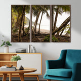 92093951-MGV-CV-36X24-Tropical Jungle Wall Art Canvas Print, Framed Palm Tree Forest Art Picture Print, Coastal Escape Perfect Jungle Retreat Decor