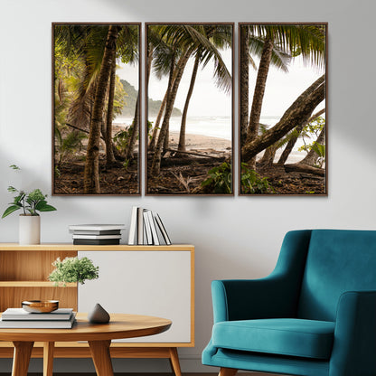 92093951-MGV-CV-36X24-Tropical Jungle Wall Art Canvas Print, Framed Palm Tree Forest Art Picture Print, Coastal Escape Perfect Jungle Retreat Decor