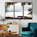 50382104-MGV-CV-36X24-Tropical Surf Wall Art Canvas Print, Framed Palm Tree View Art Picture Print, Beach House Art Perfect Boho Coastal Decor Artwork