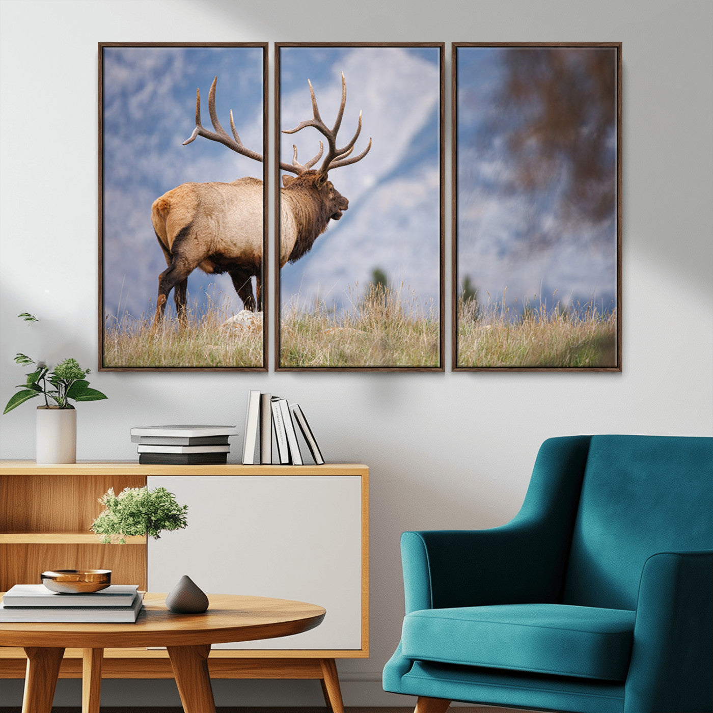 26365841-MGV-CV-36X24-Mountain Elk Art Wall Art Canvas Print, Framed Rustic Wildlife Print Art Picture Print, Lodge Style Decor Perfect Rustic Lodge
