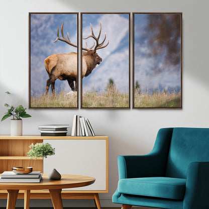 26365841-MGV-CV-36X24-Mountain Elk Art Wall Art Canvas Print, Framed Rustic Wildlife Print Art Picture Print, Lodge Style Decor Perfect Rustic Lodge
