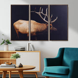 91871131-MGV-CV-36X24-Rustic Elk Art Wall Art Canvas Print, Framed Moody Wildlife Decor Art Picture Print, Western Animal Print Perfect Western Lodge